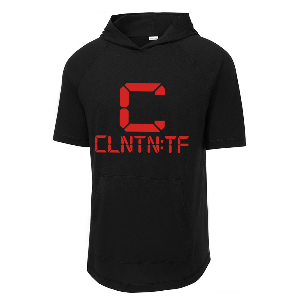 Clinton Track Field Sport Tek Men PosiCharge Triblend Wicking Short Sleeve Hoodie-Black