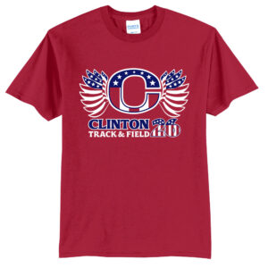 Clinton Track Field Unisex Short Sleeve Tee-Red
