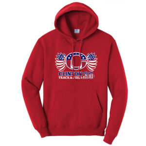 Clinton Track Field Unisex Fleece Hooded Sweatshirt-Red