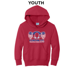 Clinton Track Field Youth Fleece Hooded Sweatshirt-Red