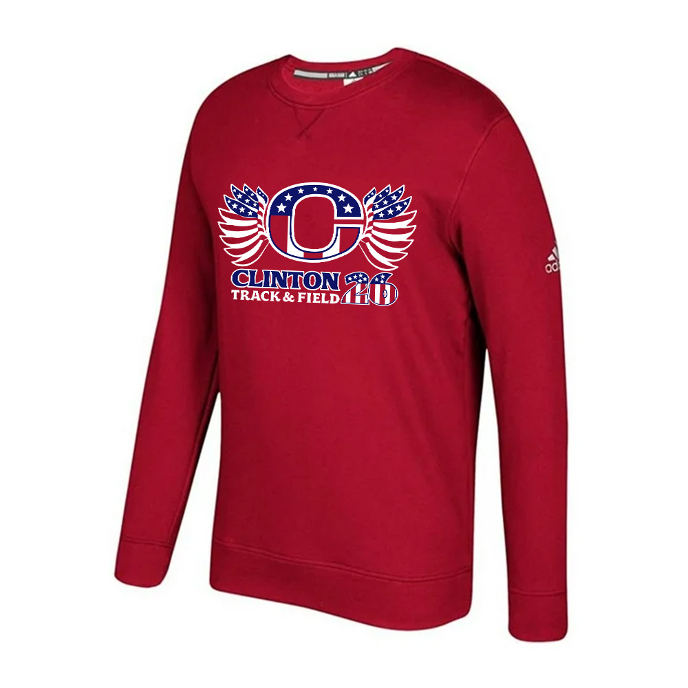 Clinton Track Field Adidas Fleece Crewneck Sweatshirt- Power Red (XL, 2X)