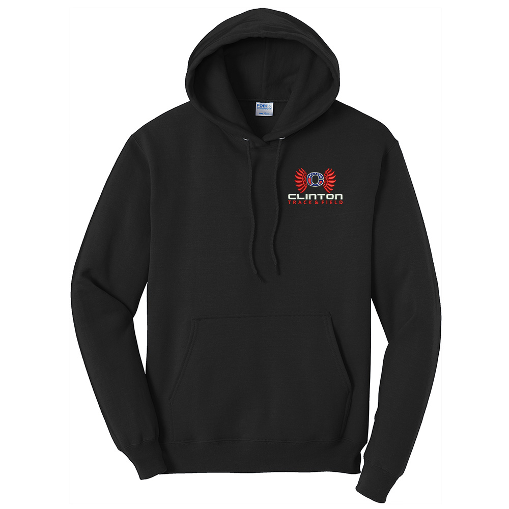 Clinton Track Field Unisex Classic Core weight Cozy Pullover Hooded Sweatshirt-Black