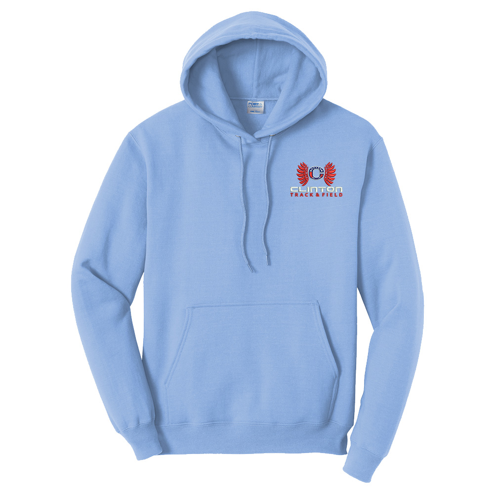 Clinton Track Field Unisex Classic Core weight Cozy Pullover Hooded Sweatshirt-Light blue