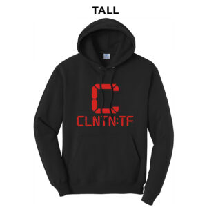 Clinton Track Field Tall Fleece Hooded Sweatshirt-Black