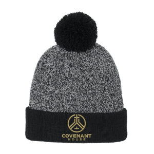 Covenant House Sport-Tek Halftime Heather Pom Beanie-Black/Silver