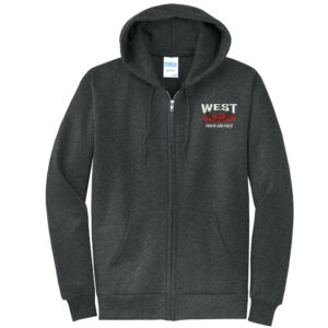 DW Girls Track Field Unisex Classic Full-Zip Hooded Sweatshirt-Black Heather