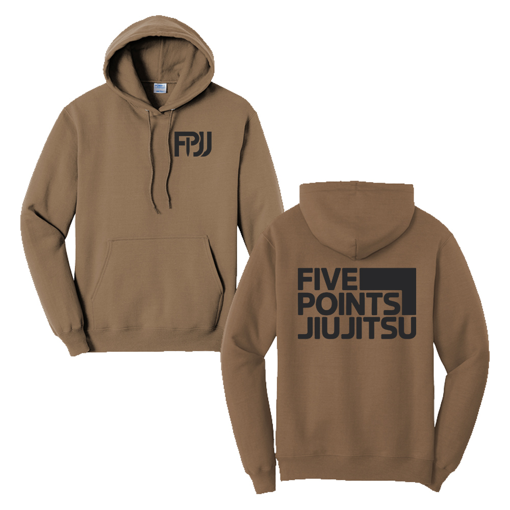 Five Point Jiu Jitsu Unisex Fleece Hooded Sweatshirt-Woodland Brown