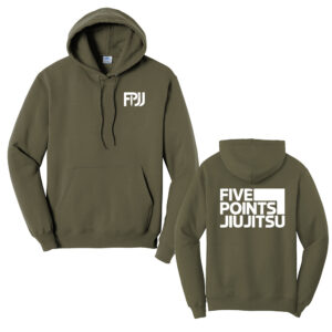 Five Point Jiu Jitsu Unisex Fleece Hooded Sweatshirt-Olive Drab Green