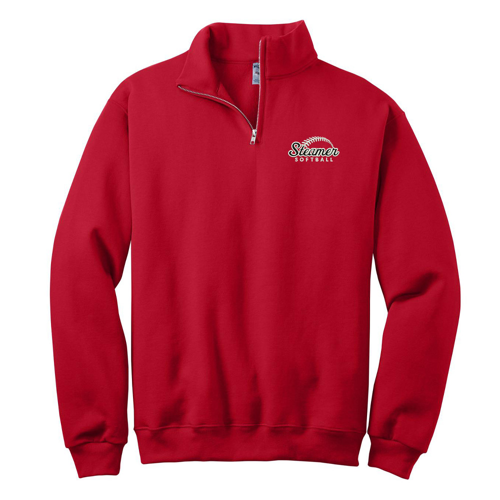 Steamer Softball Jerzees Unisex NuBlend 1/4 Zip Cadet Collar Sweatshirt-Red
