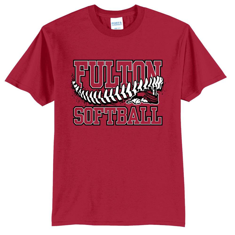 Steamer Softball Unisex Short Sleeve Tee-red