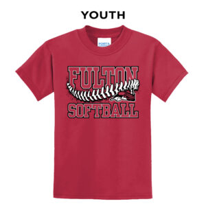 Steamer Softball Youth Short Sleeve Tee-Red