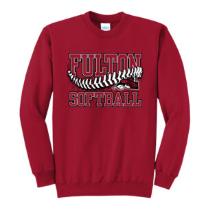 Steamer Softball Unisex Fleece Crewneck Sweatshirt-red