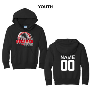 Steamer Softball Youth Fleece Hooded Sweatshirt-Black