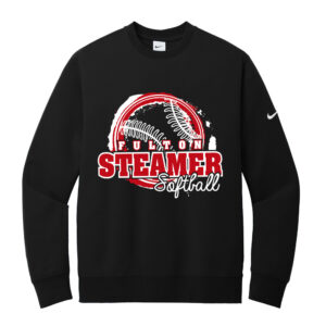 Steamer Softball Nike Club Fleece Sleeve Swoosh Crew Adult-Black