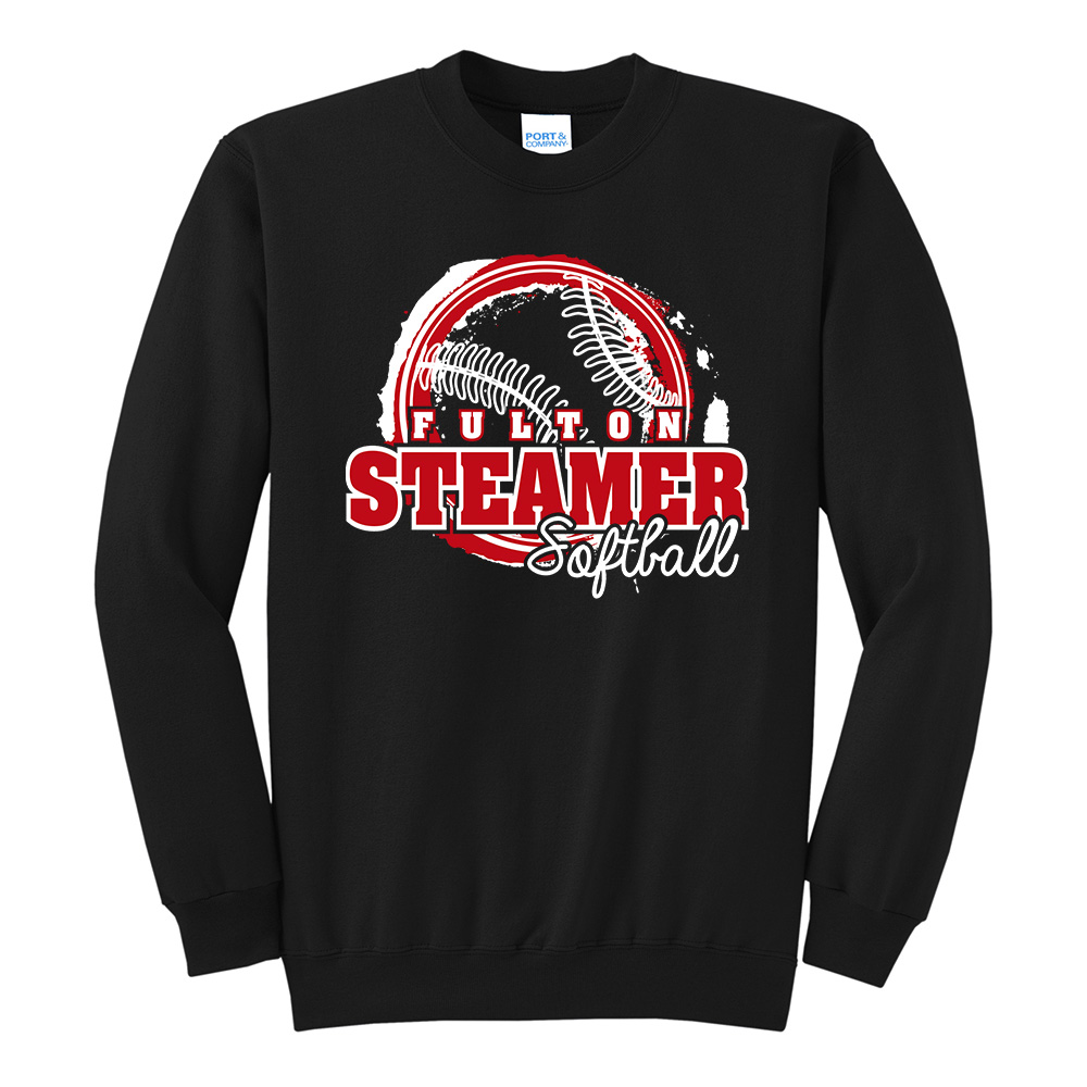 Steamer Softball Unisex Core Fleece Pocket Sweatshirt-Black