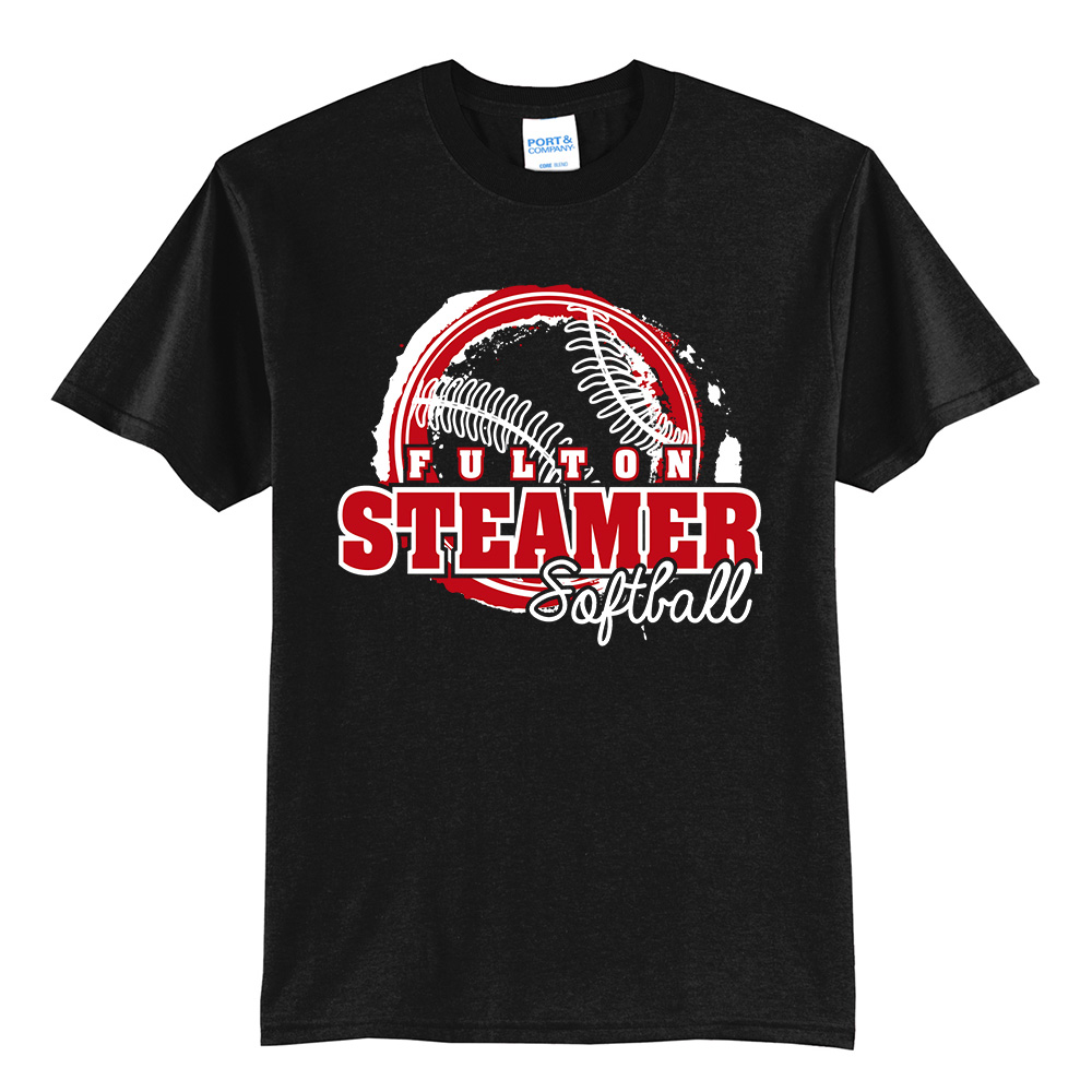 Steamer Softball Unisex Short Sleeve Tee-Black