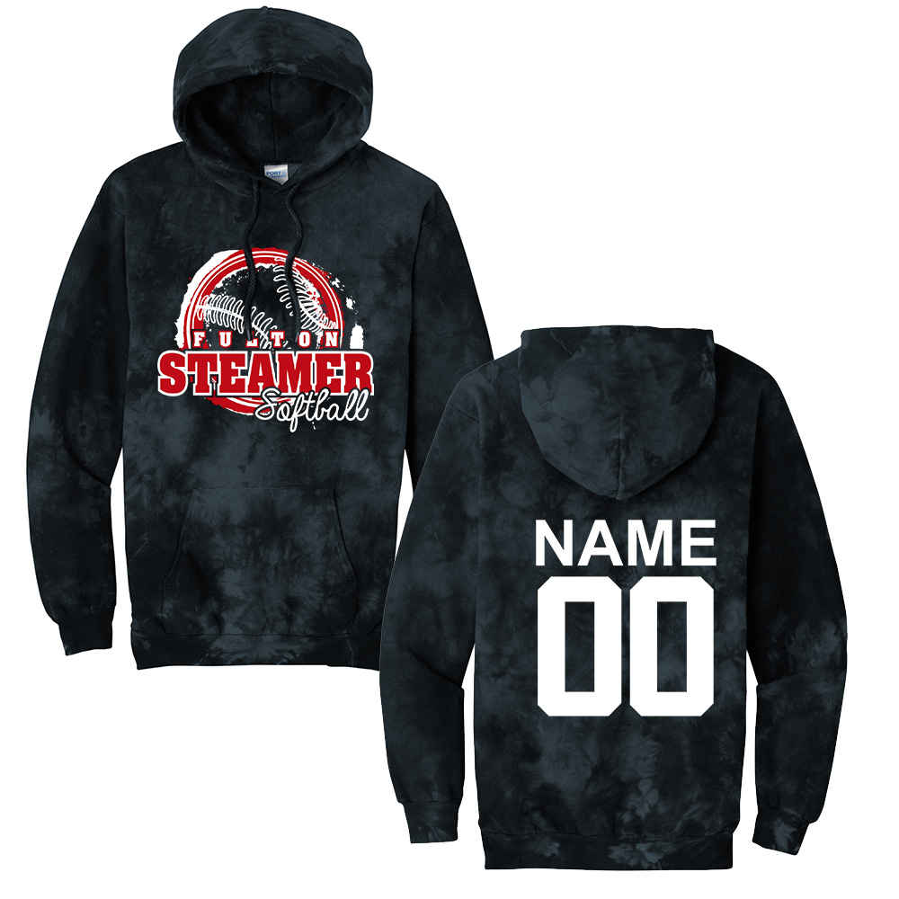Steamer Softball Unisex Crystal Tie-Dye Pullover Hoodie-Black