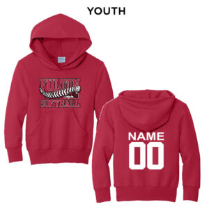 Steamer Softball Youth Fleece Hooded Sweatshirt-Red