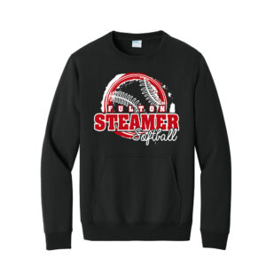 Steamer Softball Unisex Core Fleece Crewneck Pocket Sweatshirt-Black