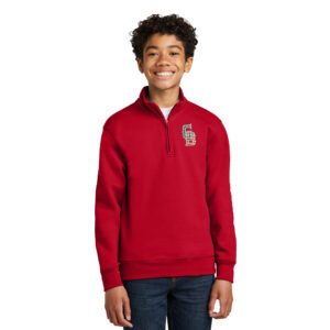 Great Bambinos BB Port Co Youth Core Fleece 1/4-Zip Pullover Sweatshirt-Red