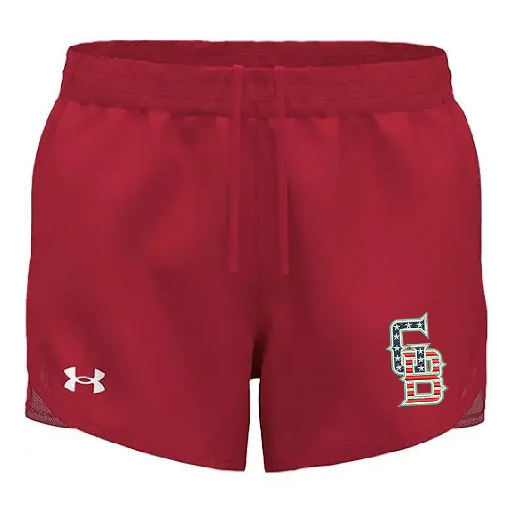 Great Bambinos BB Women's UA Fly-By Unlined 3" Shorts-Red