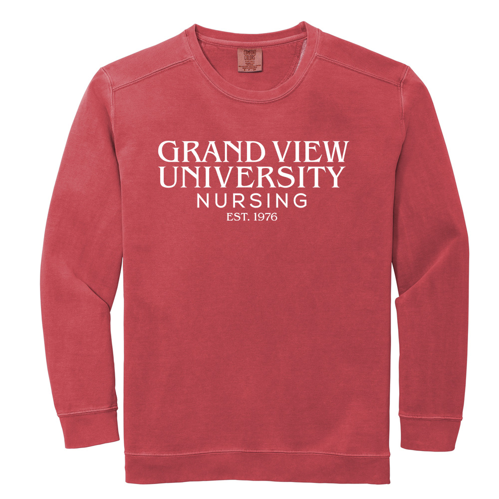GV Nursing Unisex Comfort Colors Garment-Dyed Fleece Crew-Crimson