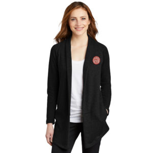 GV Nursing Port Authority Ladies Interlock Cardigan-Deep Black/Charcoal Heather