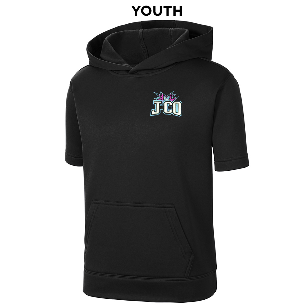 J CO Bombers Sport-Tek YOUTH Sport-Wick Fleece Short Sleeve Hooded Pullover-Black