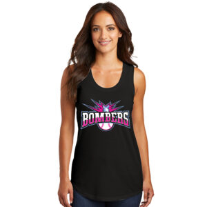 J CO Bombers District Made Ladies Perfect Tri Racerback Tank-Black