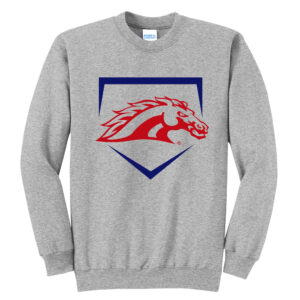 Mustangs Baseball Unisex Fleece Crewneck Sweatshirt-Athletic Heather