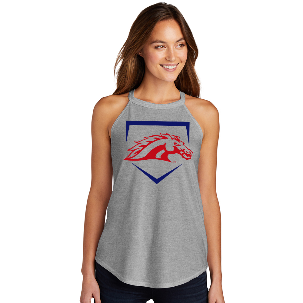 Mustangs Baseball District Made Ladies Perfect Tri Rocker Tank-Grey Frost