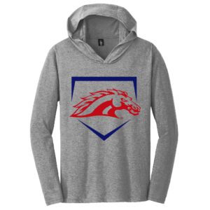 Mustangs Baseball District Made Mens Perfect Tri Long Sleeve Hoodie-Grey Frost