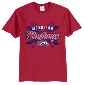 Mustangs Baseball Unisex Short Sleeve Tee-Red