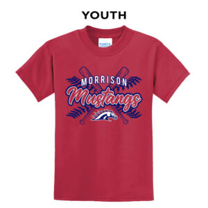 Mustangs Baseball Youth Short Sleeve Tee-Red