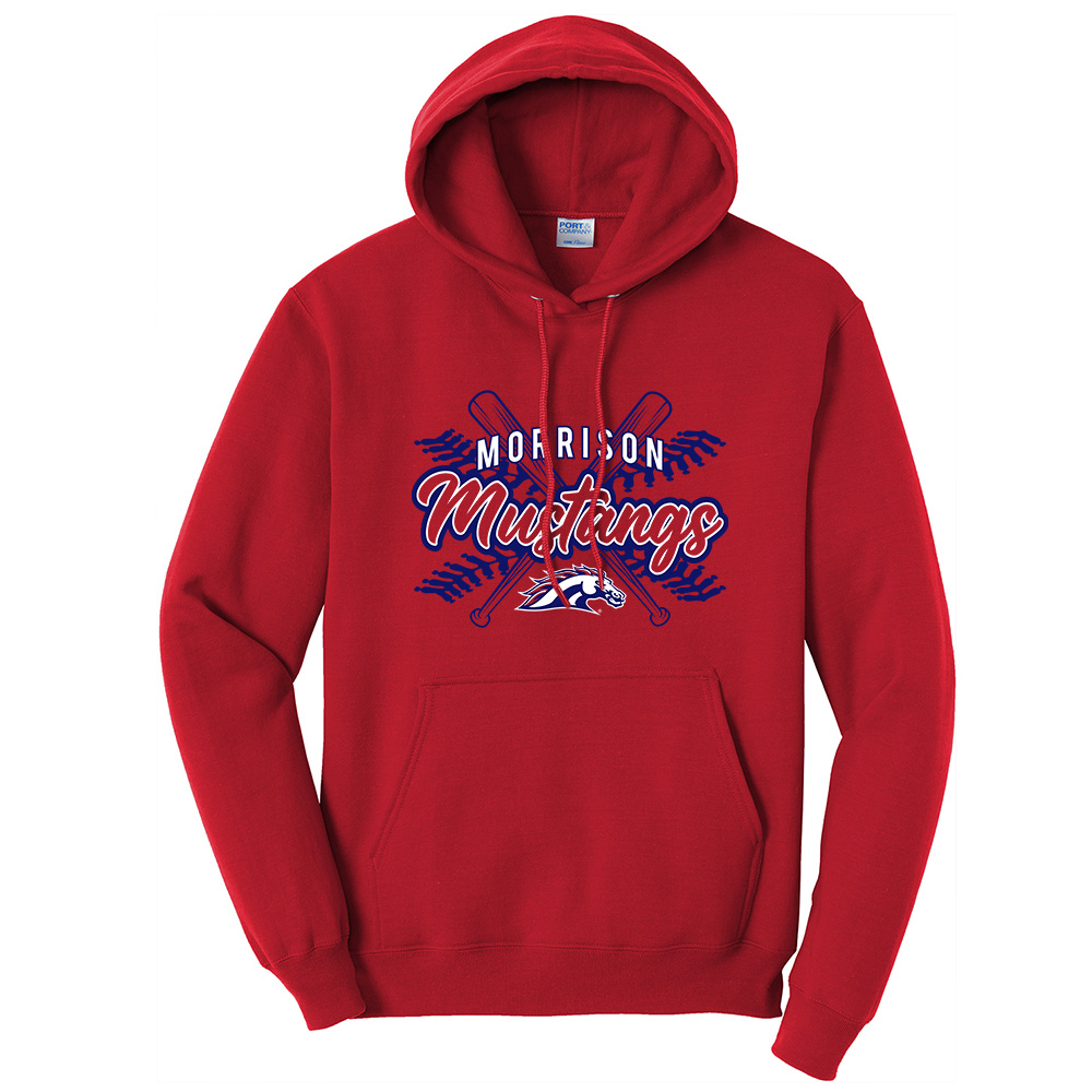 Mustangs Baseball Unisex Fleece Hooded Sweatshirt-Red