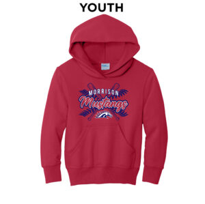 Mustangs Baseball Youth Fleece Hooded Sweatshirt-Red