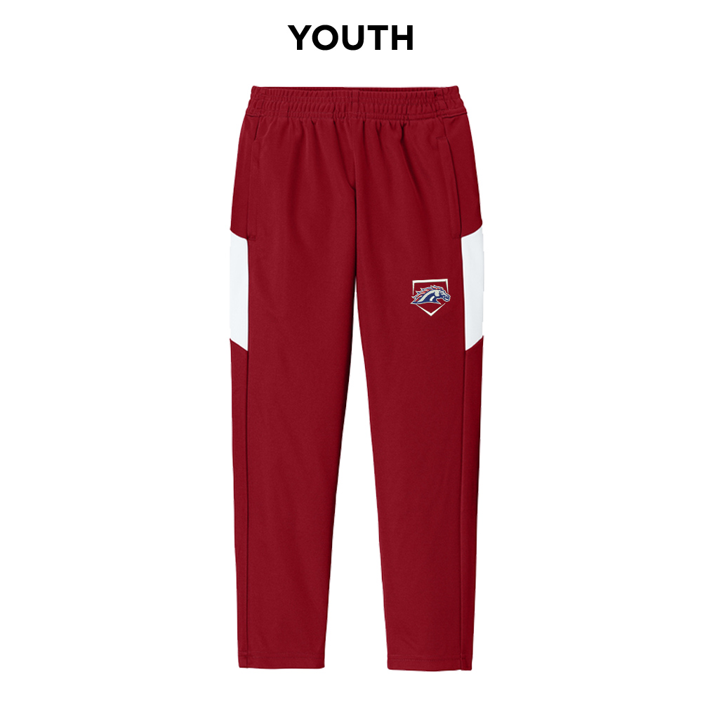 Mustangs Baseball Sport-Tek Youth Travel Pant-Red/White