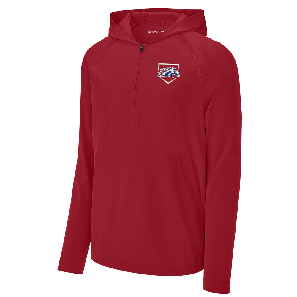 Mustangs Baseball Sport-Tek Repeat 1/2-Zip Long Sleeve Hooded Jacket Men-Red