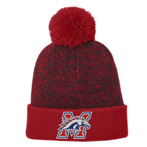 Morrison Sport-Tek Halftime Heather Pom Beanie-Red /Black