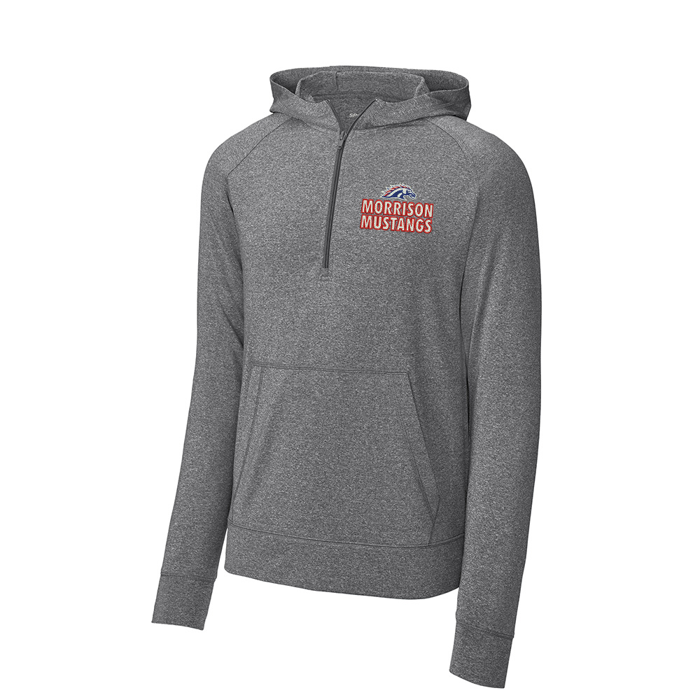 Morrison Sport-Tek Men Sport-Wick Stretch 1/2-Zip Hoodie-Charcoal Grey Heather