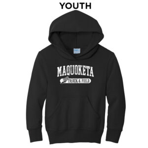 Maq Track Field Youth Fleece Hooded Sweatshirt-Black