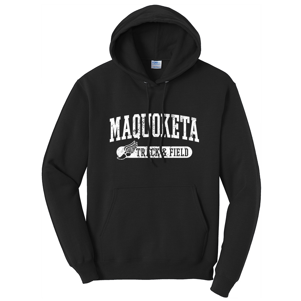 Maq Track Field Unisex Fleece Hooded Sweashirt-Black