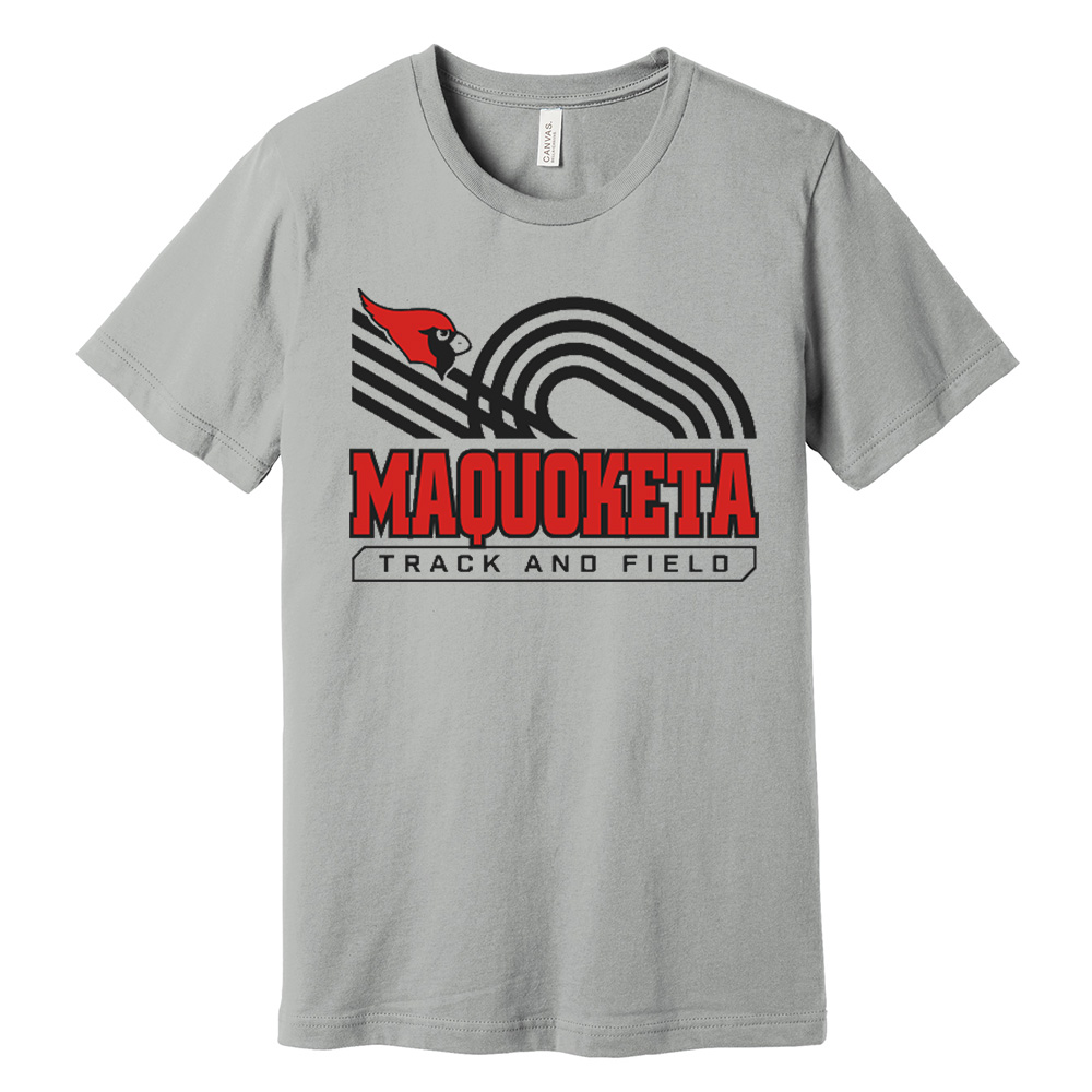 Maq Track Field Bella and Canvas Unisex Jersey Short Sleeve Tee-Silver