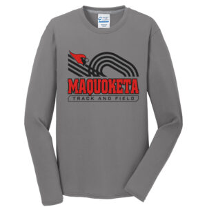 Maq Track Field Unisex Long Sleeve Essential Blended Performance Tee-Medium Grey