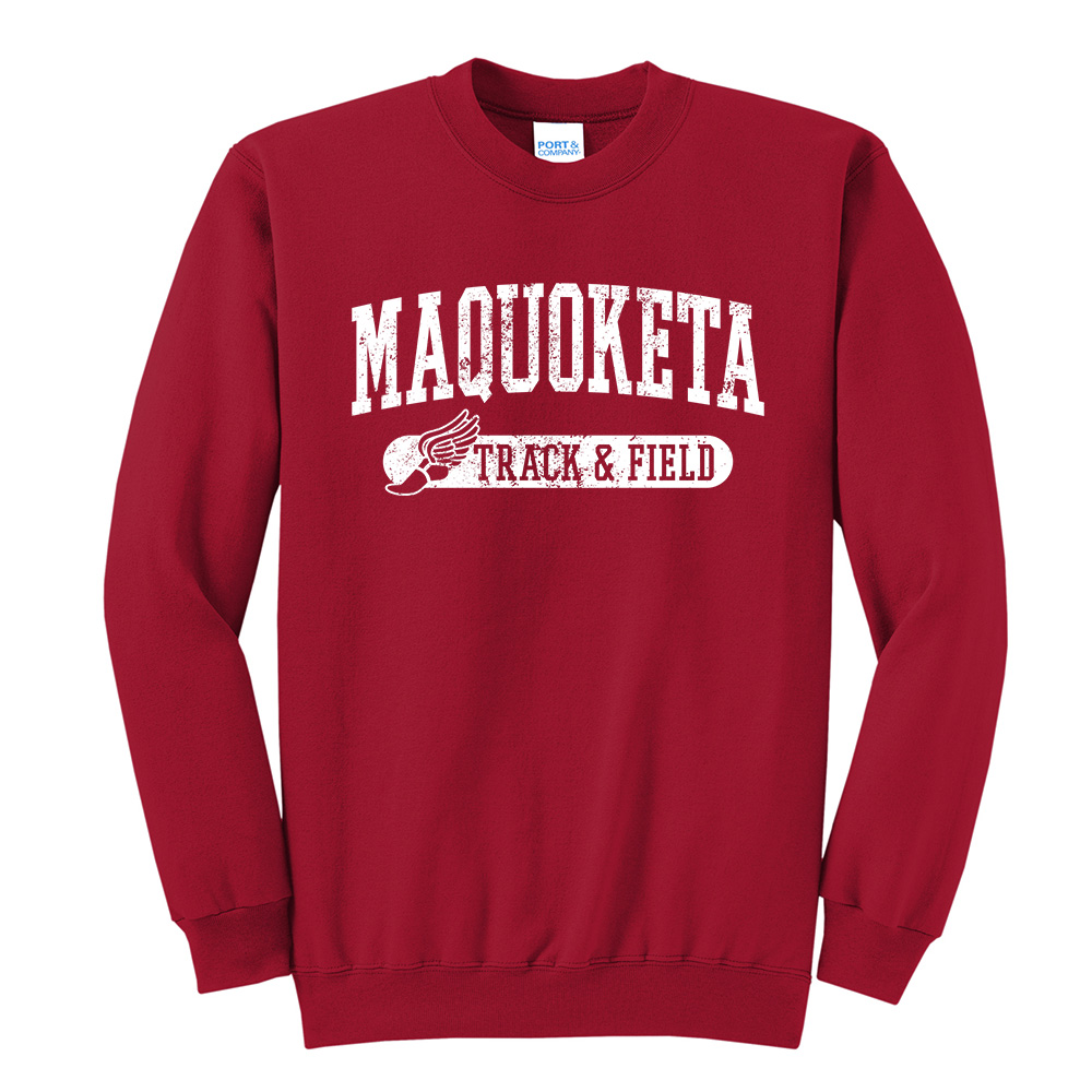 Maq Track Field Unisex Fleece Crewneck Sweatshirt-Red