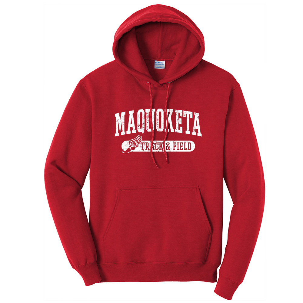 Maq Track Field Unisex Fleece Hooded Sweatshirt-Red