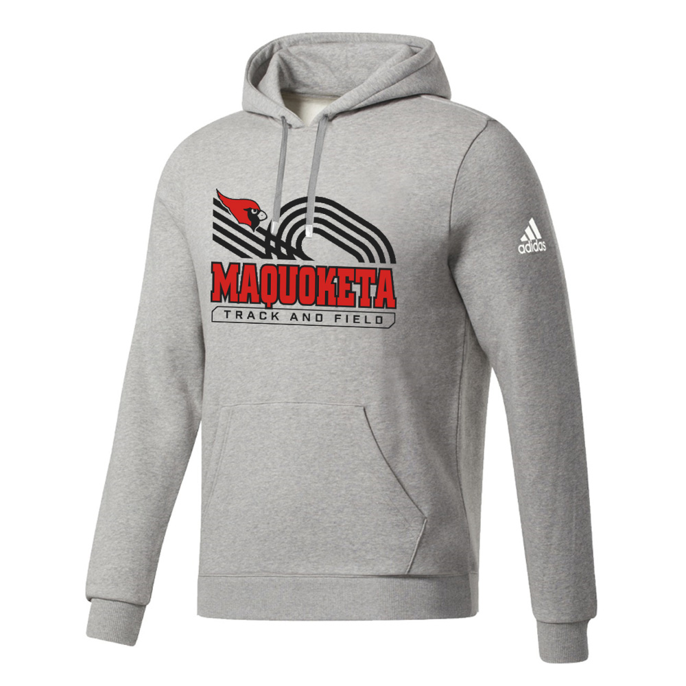 Maq Track Field Adidas Fleece Hooded Sweatshirt- MedGrey Heather