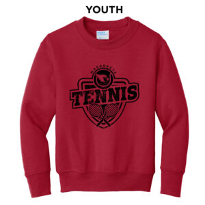 Maquoketa Tennis Youth Fleece Crewneck Sweatshirt-Red