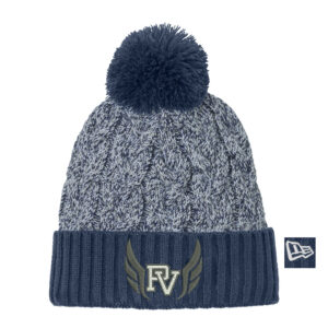 PV Girls Track Field New Era Marled Knit Pom Beanie-Navy/Grey