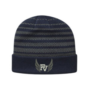 PV Girls Track Field Mesh Knit Beanie with Cuff-Navy/Charcoal